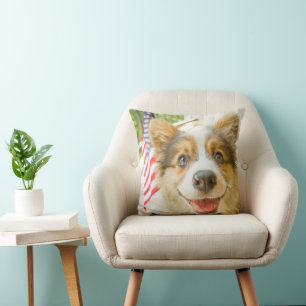 Cutest Baby Animals   Patriotic Corgi Puppy Throw Pillow