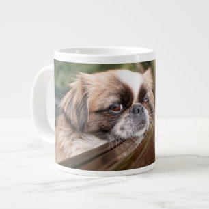 Cutest Baby Animals   Pekingese Puppy in Car Large Coffee Mug