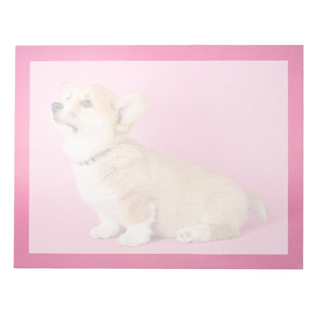 Cutest Baby Animals | Pink Corgi Puppy Notepad (Front)