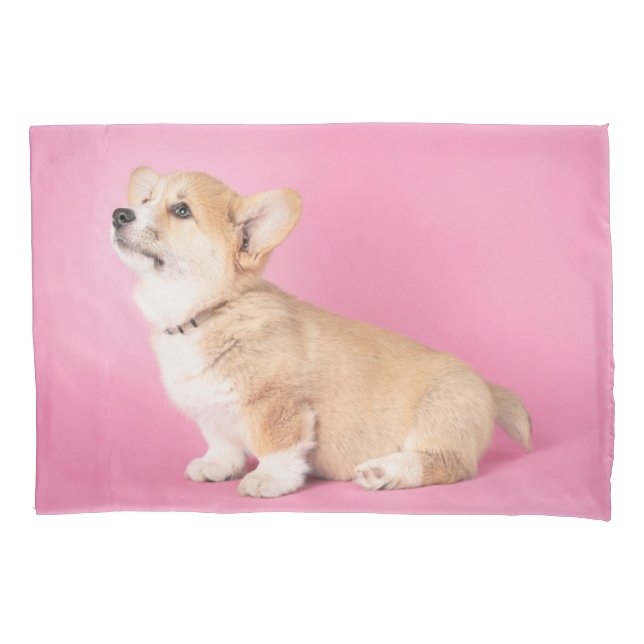 Cutest Baby Animals | Pink Corgi Puppy Pillowcase (Front)
