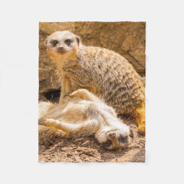 Cutest Baby Animals | Playful Meerkats Fleece Blanket (Front)