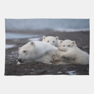 Cutest Baby Animals Polar Bear Family Alaska Kitchen Towel