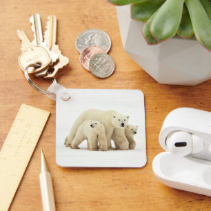 Cutest Baby Animals   Polar Bear Family Keychain