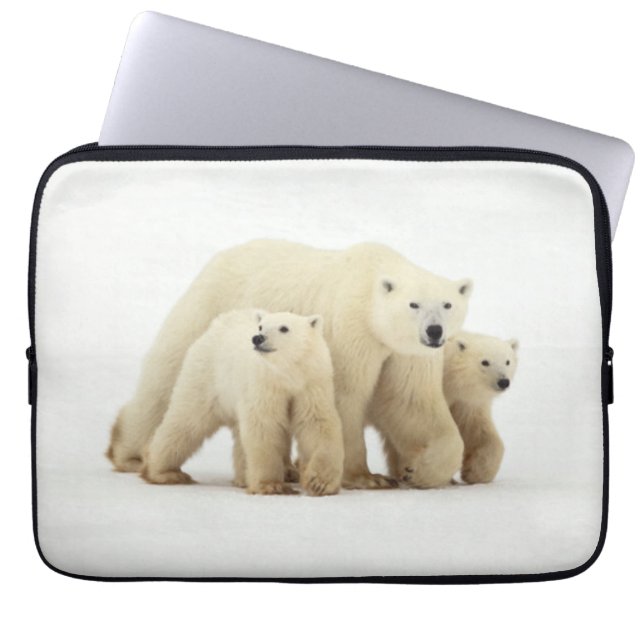 Cutest Baby Animals | Polar Bear Family Laptop Sleeve (Front)