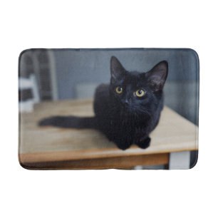 Cutest Baby Animals Portrait of a Black Cat Bath Mat