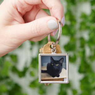 Cutest Baby Animals   Portrait of a Black Cat Keychain