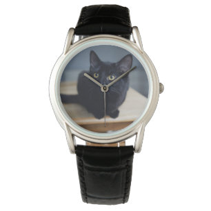 Cutest Baby Animals Portrait of a Black Cat Watch