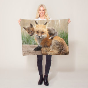 Cutest Baby Animals   Red Fox & Baby Fleece Blanket