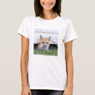 Cutest Baby Animals   Red Fox Kit Peeking T-Shirt