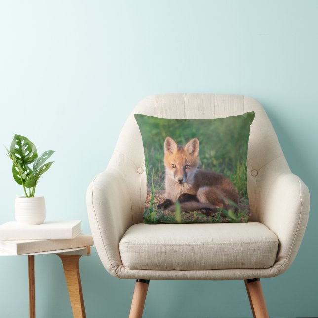 Cutest Baby Animals | Red Fox Kit Relaxing Throw Pillow (Chair)
