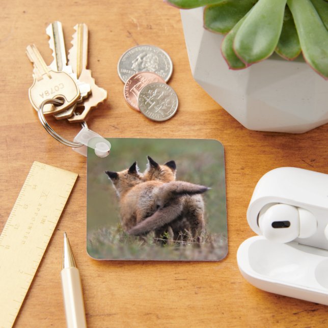 Cutest Baby Animals | Red Fox Kits Locking Tails Keychain (Desk)