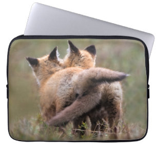 Cutest Baby Animals Red Fox Kits Locking Tails Laptop Sleeve