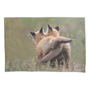 Cutest Baby Animals   Red Fox Kits Locking Tails Pillowcase