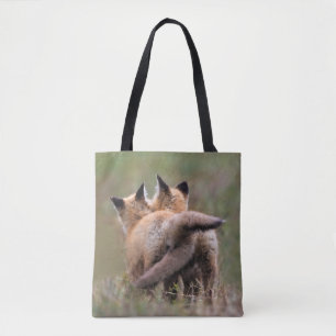 Cutest Baby Animals   Red Fox Kits Locking Tails Tote Bag