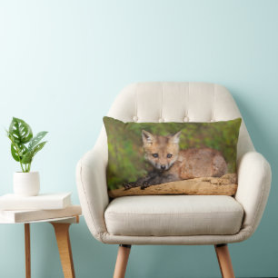 Cutest Baby Animals Red Fox Pup Lumbar Pillow