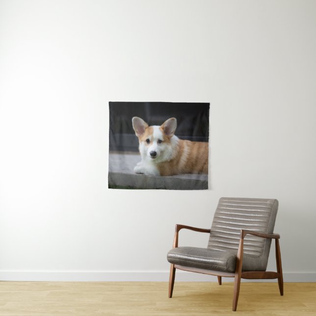 Cutest Baby Animals | Relaxing Corgi Puppy Tapestry (In Situ (Horizontal))