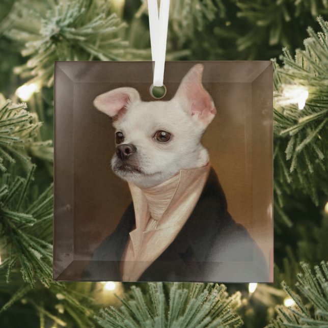 Cutest Baby Animals | Royal Chihuahua Portrait Glass Ornament (Insitu)