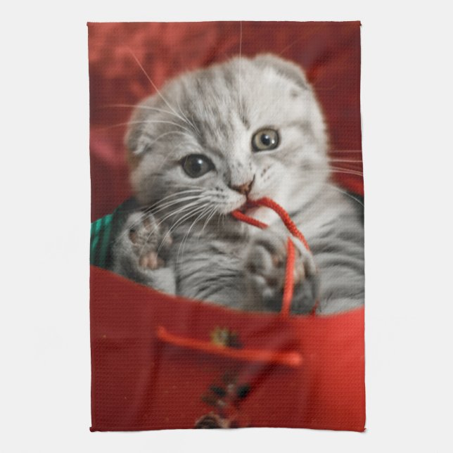 Cutest Baby Animals | Scottish Fold Kitten Kitchen Towel (Vertical)