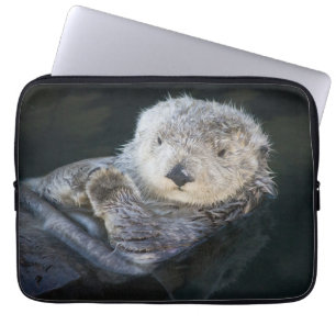 Cutest Baby Animals   Sea Otter Floating Laptop Sleeve