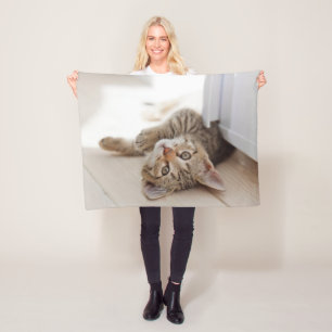 Cutest Baby Animals Shorthair Tabby Kitten Fleece Blanket