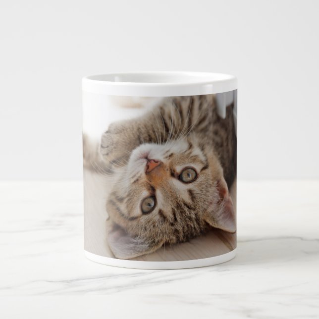 Cutest Baby Animals | Shorthair Tabby Kitten Large Coffee Mug (Front)