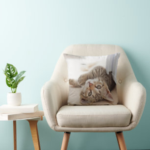 Cutest Baby Animals Shorthair Tabby Kitten Throw Pillow