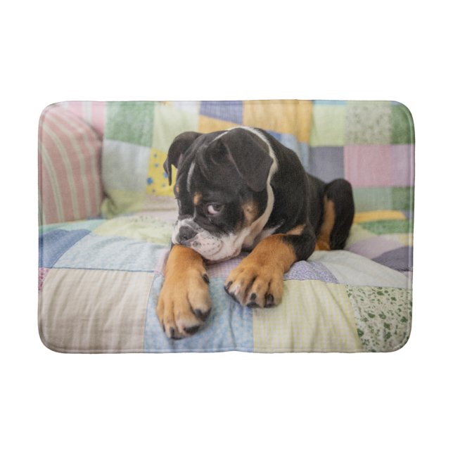 Cutest Baby Animals | Shy Old English Bulldog Bath Mat (Front)