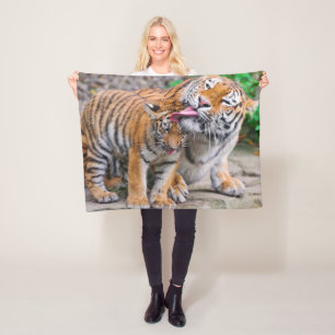 Cutest Baby Animals   Siberian Tiger Family Fleece Blanket