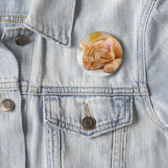 Cutest Baby Animals | Sleeping Ginger Cat 2 Inch Round Button (In Situ)