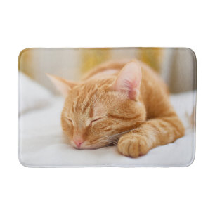 Cutest Baby Animals Sleeping Ginger Cat Bath Mat