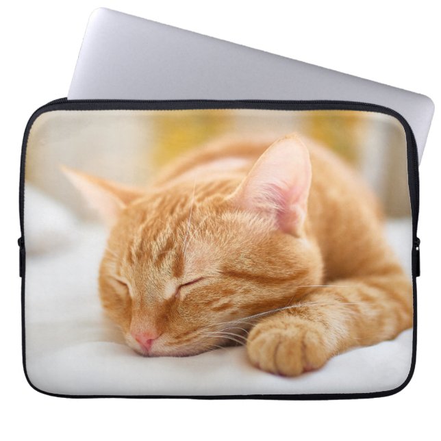 Cutest Baby Animals | Sleeping Ginger Cat Laptop Sleeve (Front)