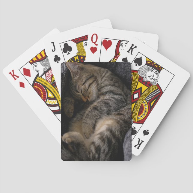 Cutest Baby Animals | Sleeping Tabby Cat Playing Cards (Back)