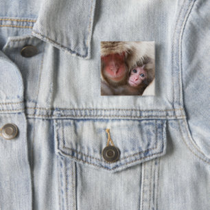 Cutest Baby Animals Snow Monkey 2 Inch Square Button