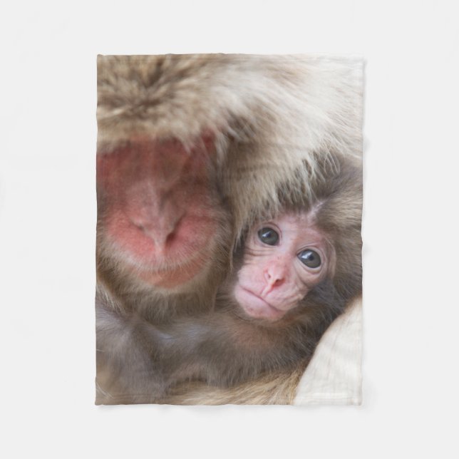 Cutest Baby Animals | Snow Monkey Fleece Blanket (Front)