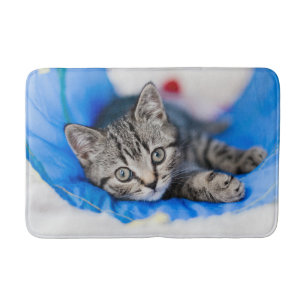 Cutest Baby Animals Tabby Kitten in Play Tunnel Bath Mat