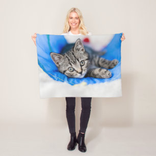 Cutest Baby Animals Tabby Kitten in Play Tunnel Fleece Blanket