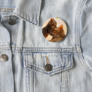 Cutest Baby Animals   Tabby Kitten Kiss 2 Inch Round Button