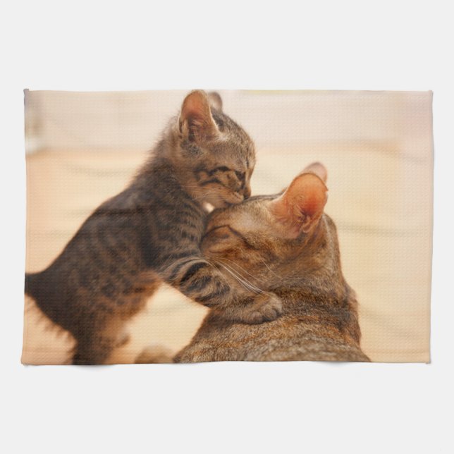 Cutest Baby Animals | Tabby Kitten Kiss Kitchen Towel (Horizontal)