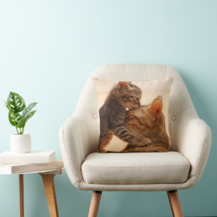 Cutest Baby Animals Tabby Kitten Kiss Throw Pillow