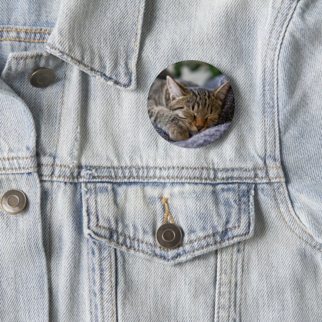 Cutest Baby Animals | Tabby Kitten Sleeping 2 Inch Round Button (In Situ)