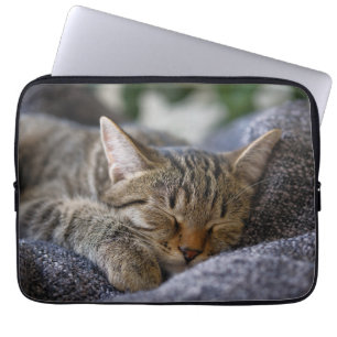 Cutest Baby Animals Tabby Kitten Sleeping Laptop Sleeve