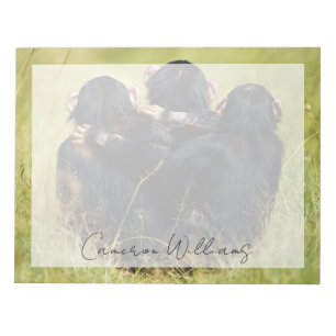 Cutest Baby Animals Three Chimpanzees Hugging Notepad