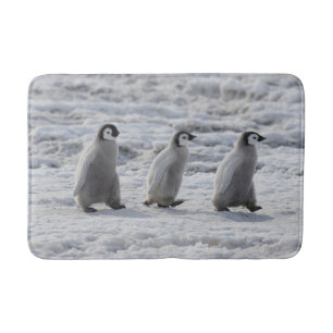 Cutest Baby Animals Three Emperor Penguin Chicks Bath Mat