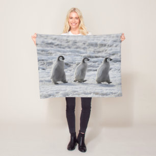 Cutest Baby Animals Three Emperor Penguin Chicks Fleece Blanket