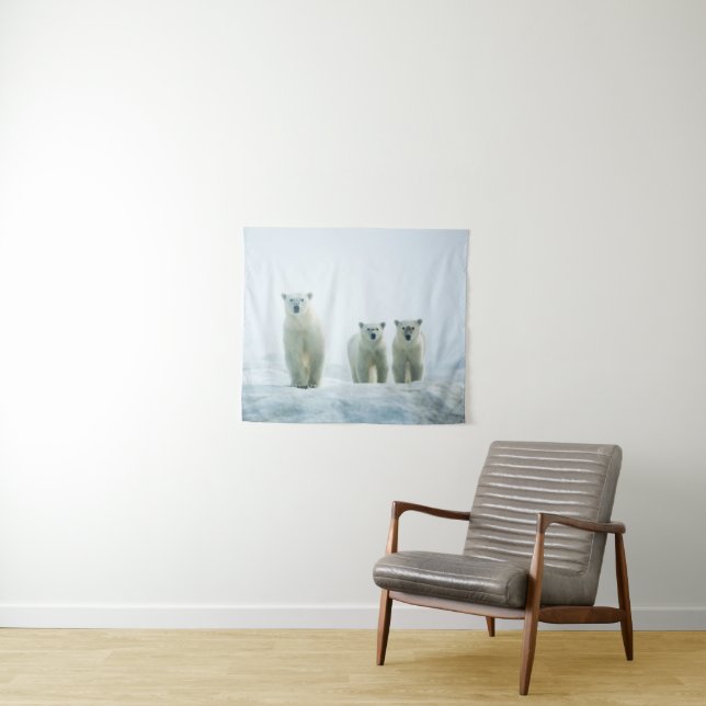 Cutest Baby Animals | Three Young Polar Bears Tapestry (In Situ (Horizontal))