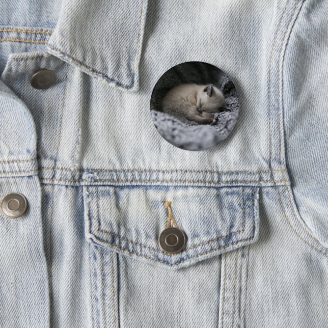 Cutest Baby Animals | Tiny Kitten Sleeping 2 Inch Round Button (In Situ)