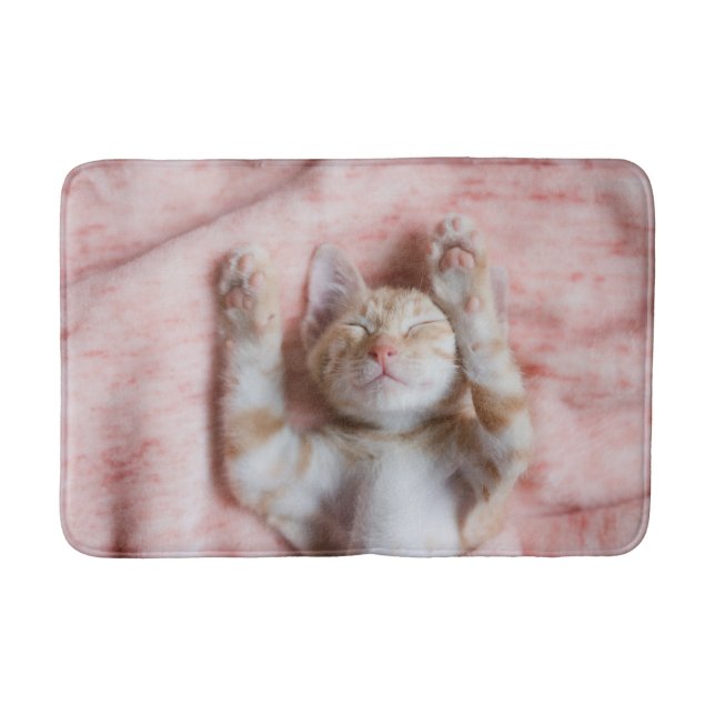 Cutest Baby Animals | Tiny Orange Striped Kitten Bath Mat (Front)