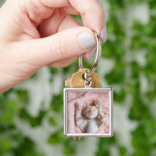 Cutest Baby Animals Tiny Orange Striped Kitten Keychain