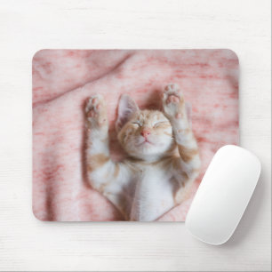 Cutest Baby Animals Tiny Orange Striped Kitten Mouse Pad