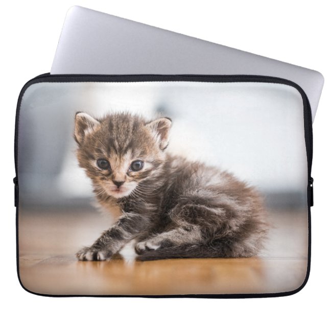 Cutest Baby Animals | Tiny Tabby Kitten Laptop Sleeve (Front)
